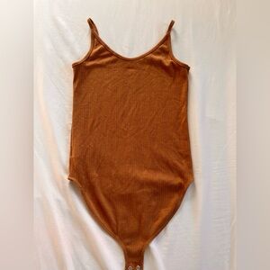 Brown ribbed body suit